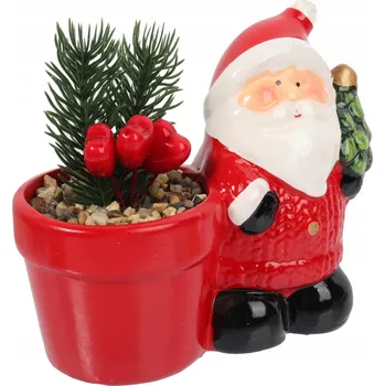 Vánoční dekorace Keramická vánoční ozdoba Mikuláš se sukulentem