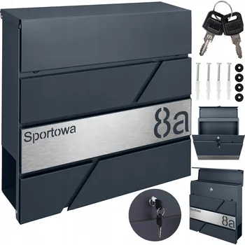 Poštovní schránka Šedá poštovní schránka M-TEC Poštovní schránka a držákem na noviny