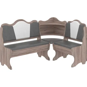 Slevadoma Rohová lavice KORNET Barva: dub truffle, Materiál: koženka - šedá + bílá