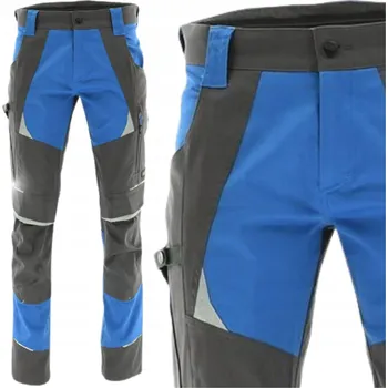Pracovní obuv Pánské pracovní kalhoty BOZP modré, odolné, pohodlné, s reflexními prvky, do pasu, velikost 58
