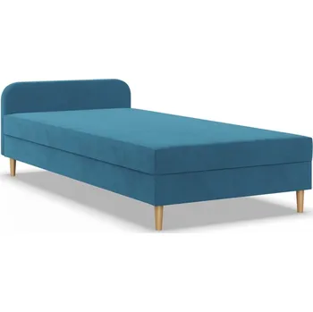 Postel Čalouněná postel CASPE s čelem 120x200 cm s pružinovou matrací Modrá