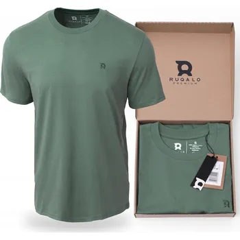 Pánské bavlněné tričko pro každý den zelené Dárek Logo Ruqalo - XL