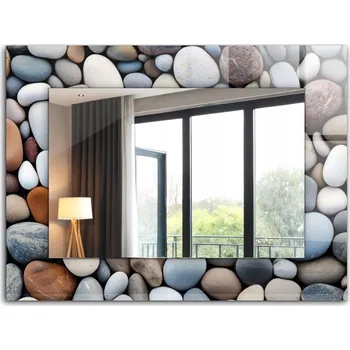 Zrcadlo Dekorativní zrcadlo na zeď s potiskem dekor 80x60 Barevné hladké kameny