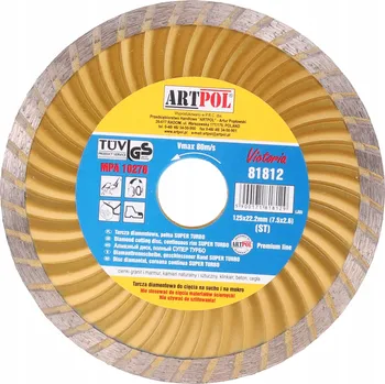 Řezný kotouč Artpol Diamantový kotouč Turbo Plus Victoria 125 x 22,2 mm na řezání kamene 81812