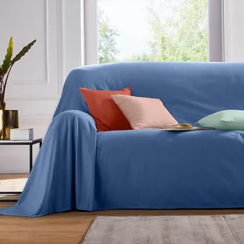Napínací potah Blancheporte Plátěný přehoz zn. Colombine® na pohovku, jednobarevný modrá 140x200 cm