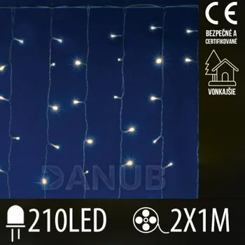 LED trubice Vánoční led světelná záclona vnější - 210led - 1x2m teplá bílá