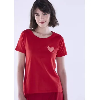 Dámské tričko Blancheporte Tričko se středovým potiskem zlatých srdíček červená 52