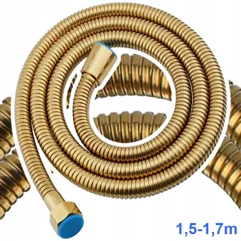 Sprchová hadice Dlouhá sprchová HADICE 150 - 170 cm zlatá, ocelová, bez kroucení ocel zlatá 1,5 m