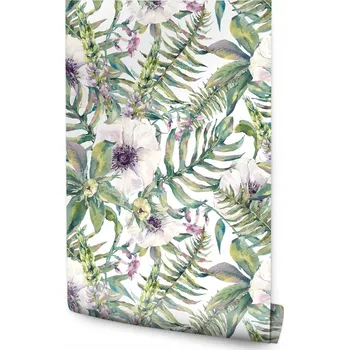 Fototapeta Tapeta listy květy kapradí akvarel do ložnice