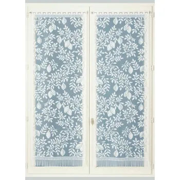 Blancheporte 1 pár vitrážových rovných krajkových záclon s motivem citrónů bílá 44x160 cm