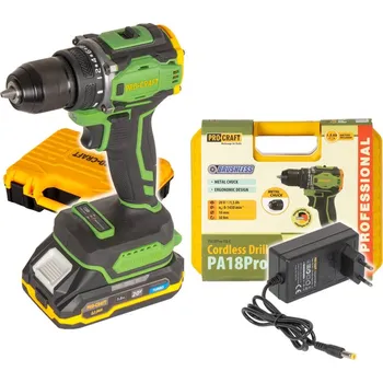 PROCRAFT PA18Pro aku vrtačka bezuhlíková 20V 1x 1,5Ah LiIon PA18Pro-1B-C