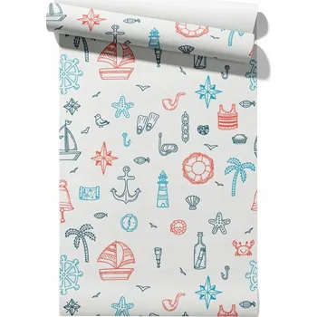 Tapeta Vliesová tapeta pro děti Námořnická tapeta v roli 50 cm x 6,1 m