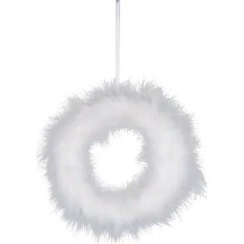 Věnec z peří, bílá, 27x4cm (DOPRODEJ)|Ego Dekor