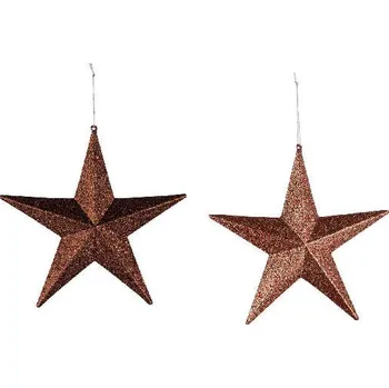 Vánoční dekorace Závěs hvězda 3D se třpytkami, 15,5x4x15,5cm, balení obsahuje 2 kusy! *|Ego Dekor