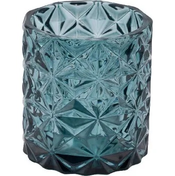 Svícen Svícen skleněný CRYSTAL, modrá|tyrkys, 7,5x7,5x8,5cm (DOPRODEJ)|Ego Dekor
