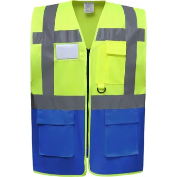 pracovní vesta Yoko Vesta HVW801 Hi-Vis, multifunkční, výstražná COT79W801zw902-hi vis yell M Žlutá fluorescent/modrá