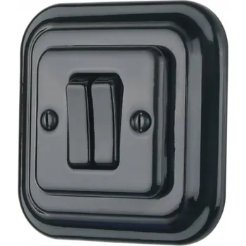 vypínač Dvojitý vypínač ANTICA SQR retro ČERNÝ loft