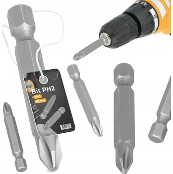 Bit BIT ŠROUBOVÁKU PH2 Philips 50 mm MAGNETICKÝ ŠROUBOVACÍ NÁSTAVEC 1/4'' Dlouhý