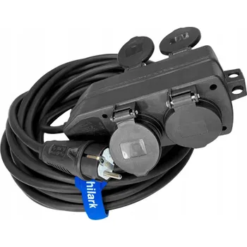 elektrický kabel SCHUKO Gumový Prodlužovací Kabel H07RN-F 3x2,5 s rozbočka, černý, 4 zásuvky, 20 m