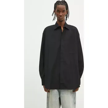 Dámská košile Bavlněná košile VETEMENTS Monogram Classic černá barva, relaxed, s klasickým límcem, UA66SH400B, XL, 99X