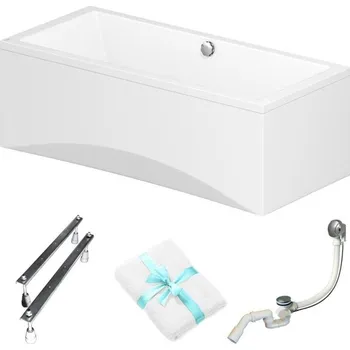 Vana Obdélníková vana Cersanit Intro 180x80 + bílý krycí panel, sifon, nožičky, držák na ručník
