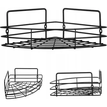 Koupelnový nábytek POLIČKA DO KOUPELNY POD SPRCHU ZÁVĚSNÁ REGÁL KOŠÍK 1-PATROVÁ ČERNÁ