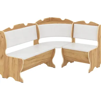 Slevadoma Jídelní rohová lavice ERLEND Barva: Dub tacho, Materiál: koženka - bílá