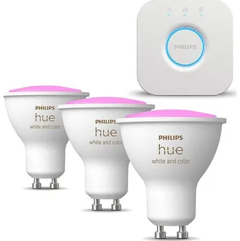 Žárovka Philips HueWCA 4.3W GU10 EUR + Philips HueWCA 4.3W GU10 2P EUR + Philips HUE Bridge EU