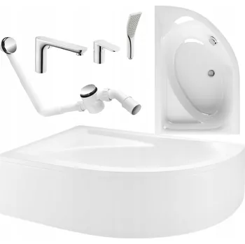 Vana VANA ROHOVÁ LEVÁ S OBKLADEM, SIFONEM A 3-OTVOROVOU BATERIÍ CHROM 150X100