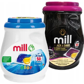 Kapsle na praní MILL professional prací kapsle na tmavé a barevné prádlo 2x50 ks