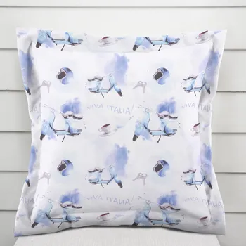 Povlak na dekorativní polštářek Bavlněný povlak na polštář s lemem Sandra SA-289 Viva Italia modrá 40 x 40 cm