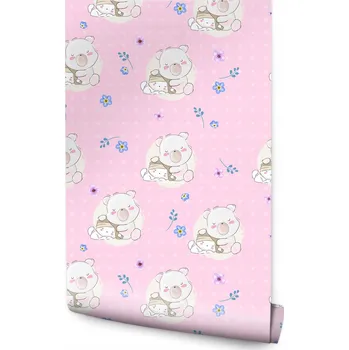 Fototapeta Tapeta pro děti MEDVÍDCI Barevné Kytičky Vzory