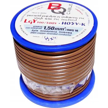 elektrický kabel Kabel LGY/H05V-K 1,50 mm2 10 m Hnědý (hnědá)