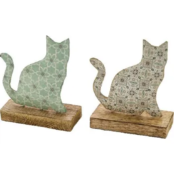 Dekorace ''Kočička'', krémová/modrá, balení obsahuje 2 kusy! (DOPRODEJ)|Ego Dekor