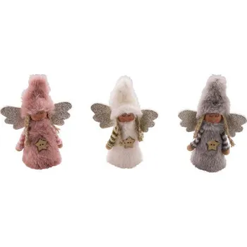 Bytová dekorace Dekorace anděl v kožíšku, 10,5x5x14cm, balení obsahuje 3 kusy!|Ego Dekor