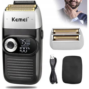 Holicí strojek BEZDRÁTOVÝ HOLICÍ STROJEK RAZOR BARBER PRO MUŽE PRO MOKRÉ I SUCHÉ HOLENÍ, LED DISPLEJ