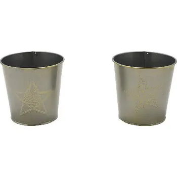 Obal na květináč Obal na květináč Hvězdy, stříbrná a zlatá, 16x15cm, balení obsahuje 2 kusy! (DOPRODEJ)|Ego Dekor