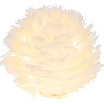 Vánoční dekorace Koule z peříček svítící, LED, bílá, pr.8 x 8 cm (DOPRODEJ)|Ego Dekor