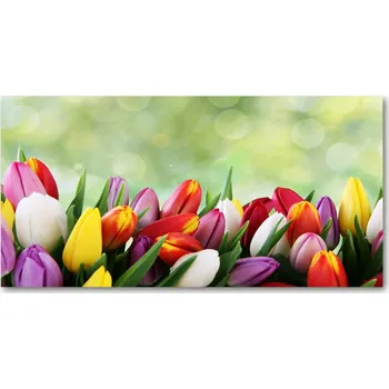 Obraz Kuchyňský panel Barevné tulipány 120x60 cm + LEPIDLO