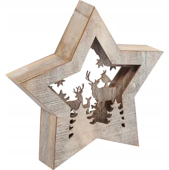 Vánoční dekorace SVĚTELNÁ DEKORACE 10 LED DŘEVĚNÁ HVĚZDIČKA