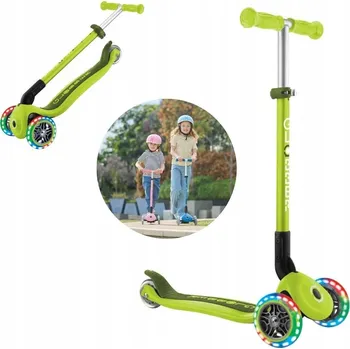 Obraz Nastavitelná koloběžka pro děti, 3 kolečka z kaučuku s LED – Globber, zelená