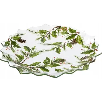 Talíř Mělký skleněný talíř na oběd 29 cm – Vánoční sklo