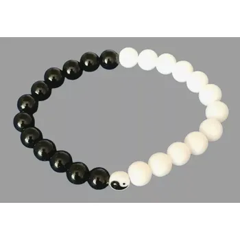 Náramek Jin jang náramek z obsidiánu a jadeitu