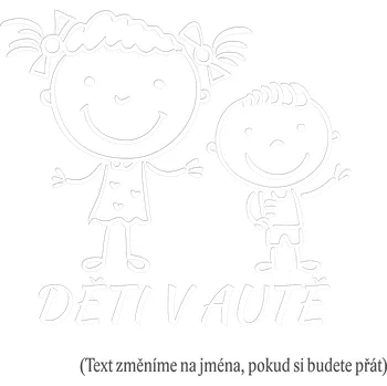 Samolepicí dekorace na vozidlo Děti v autě holka s chlapečkem samolepka na auto - zelená tmavá / 10x11 cm