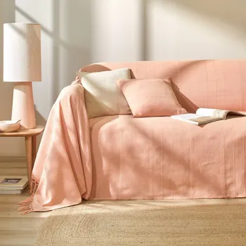 Napínací potah Blancheporte Kolekce ručně tkaných jednobarevných přehozů a povlaků na polštářky růžová povlak na polštář 63x63 cm