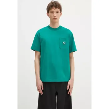Pánské tričko Bavlněné tričko Fred Perry zelená barva, s aplikací, M9827.X87, M, 76X