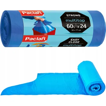 Pytle na odpadky PACLAN MULTITOP Modré pytle na odpad s úvazky 60l, 24 kusů