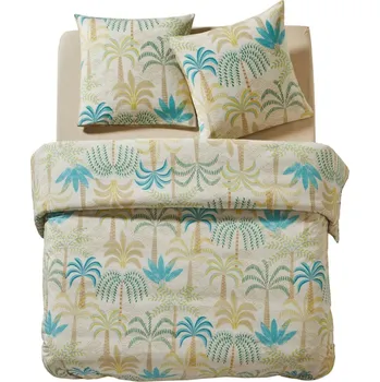 Povlečení Blancheporte Povlečení Palmeraie s potiskem palem, bavlna písková jednolůžko 140x200 + 65x65 cm
