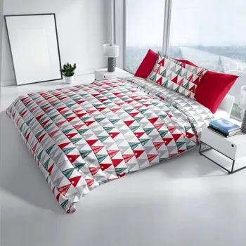 Povlečení Sada povlečení (140x200 + povlak na polštář 70x90cm) 100% BAVLNA VÁNOČNÍ stromečky b