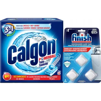 Čistič pračky Sada Calgon Odvápňovač pračky + Finish Čistič myčky